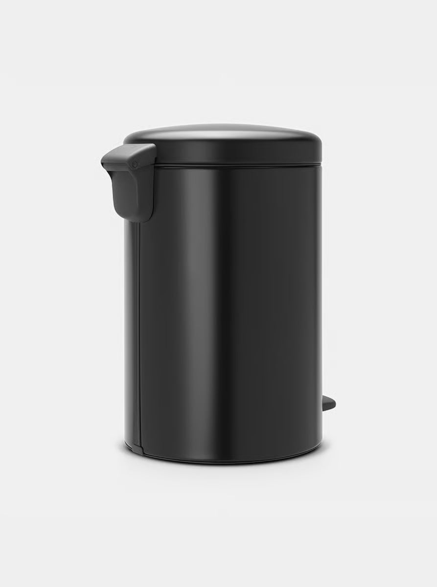 Brabantia NewIcon Pedal Bin 20L Matt Black with Removable Plastic Inner Bucket, Soft-Close Lid