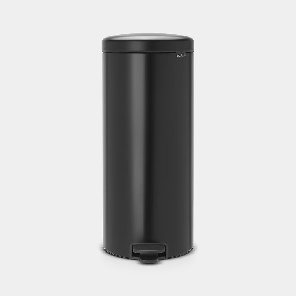 Brabantia NewIcon Pedal Bin 30L Matt Black with Removable Plastic Inner Bucket, Soft-Close Lid