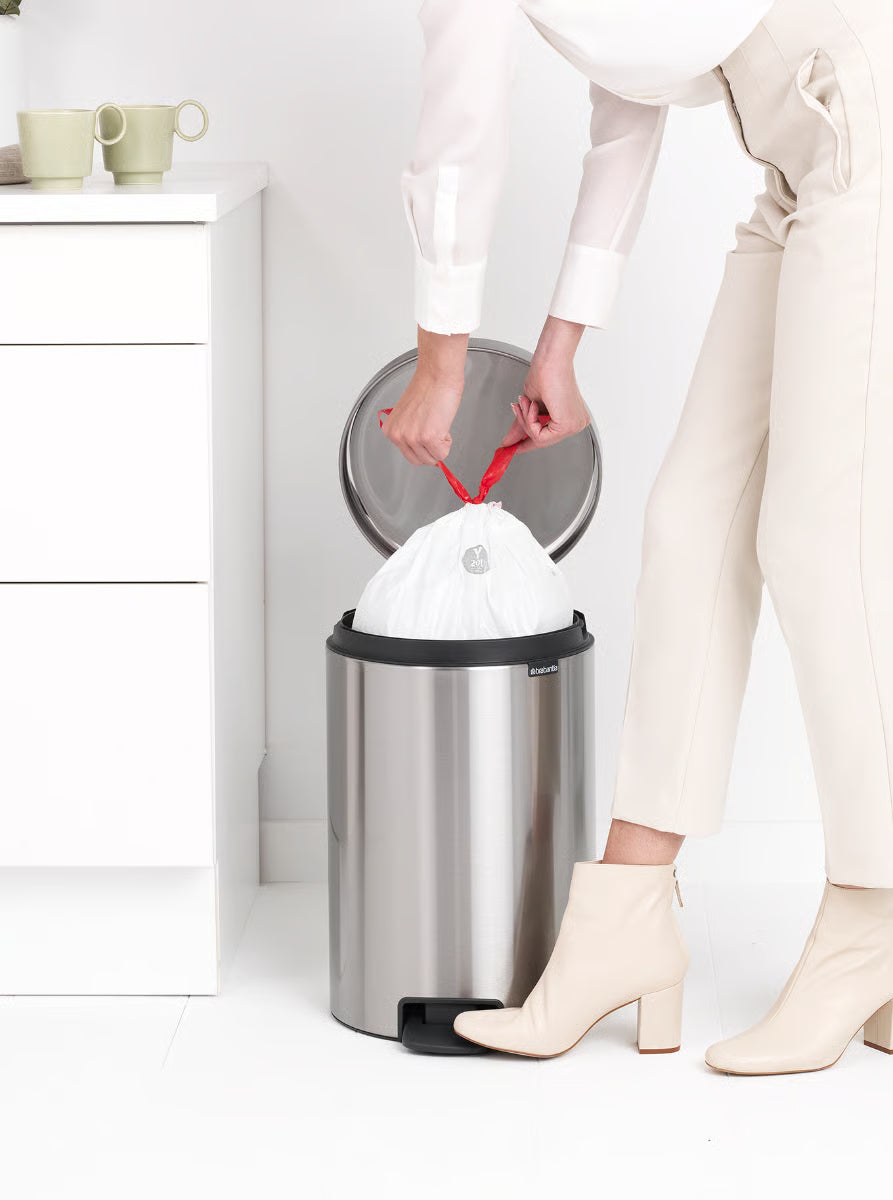 Brabantia NewIcon Pedal Bin 20L Matt Steel Fingerprint Proof with Removable Plastic Inner Bucket, Soft-Close Lid
