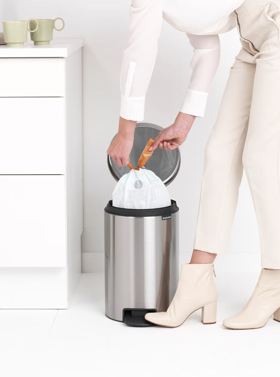 Brabantia NewIcon Pedal Bin 12L Matt Steel Fingerprint Proof with Removable Plastic Inner Bucket, Soft-Close Lid