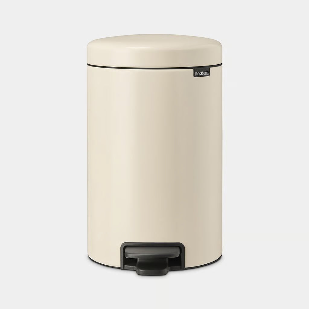 Brabantia NewIcon Pedal Bin 12L Soft Beige with Removable Plastic Inner Bucket, Soft-Close Lid