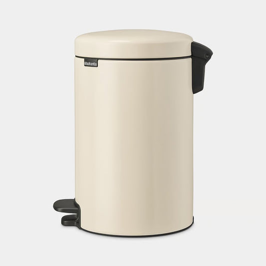 Brabantia NewIcon Pedal Bin 12L Soft Beige with Removable Plastic Inner Bucket, Soft-Close Lid