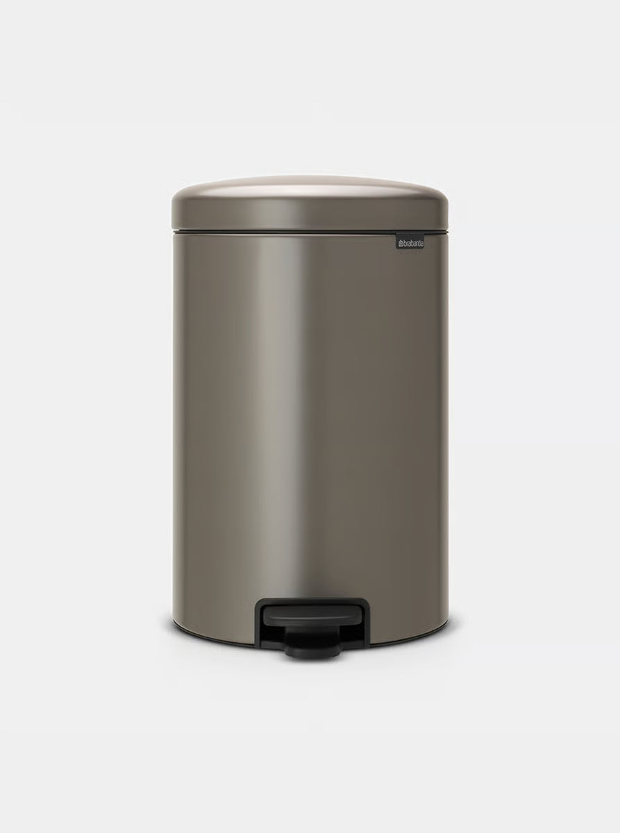 Brabantia NewIcon Pedal Bin 20L Platinum with Removable Plastic Inner Bucket, Soft-Close Lid