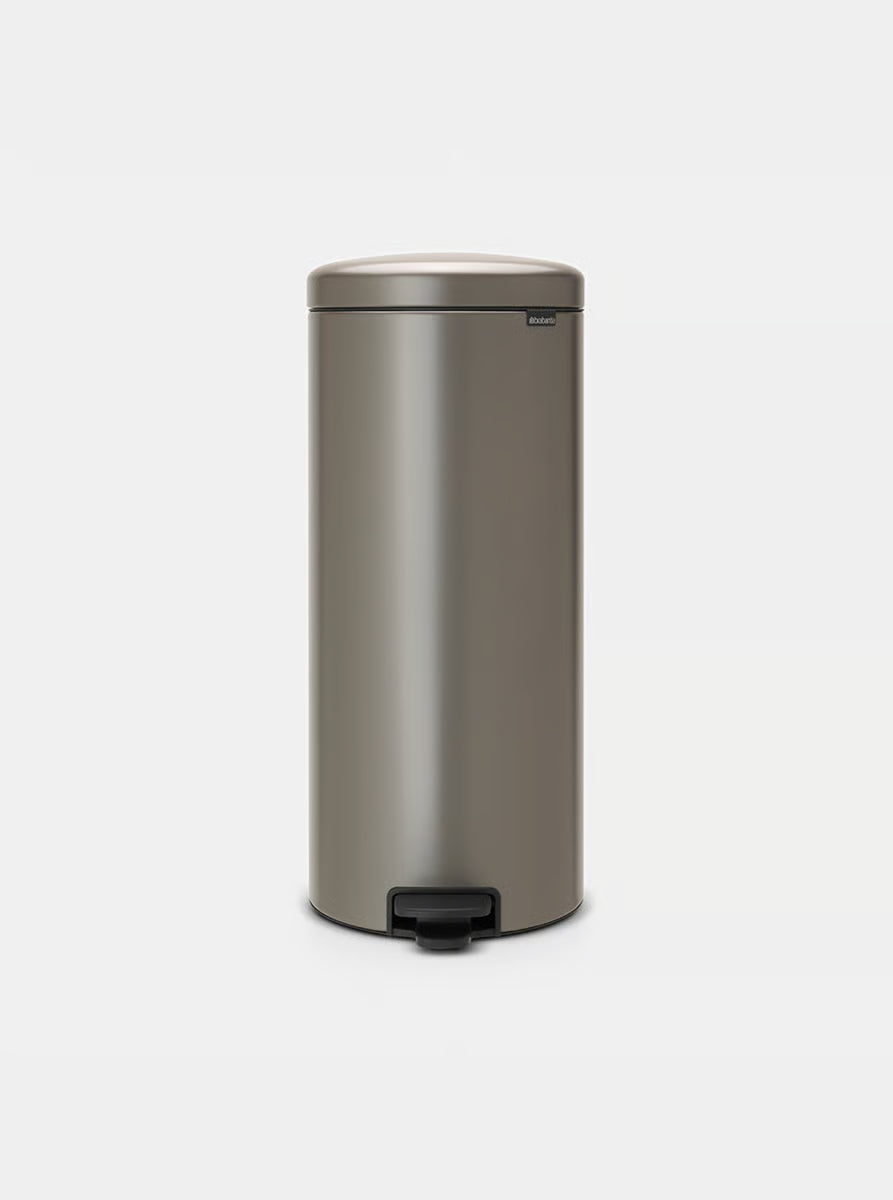 Brabantia NewIcon Pedal Bin 30L Platinum with Removable Plastic Inner Bucket, Soft-Close Lid