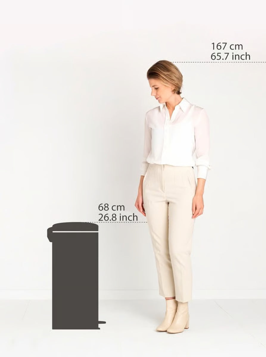 Brabantia NewIcon Pedal Bin 30L Brilliant Steel with Removable Plastic Inner Bucket, Soft-Close Lid