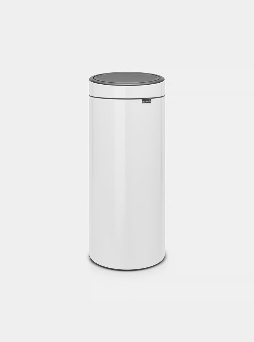 Brabantia Touch Bin New 30L White with Removable Plastic Inner Bucket, Soft-Touch Opening Lid