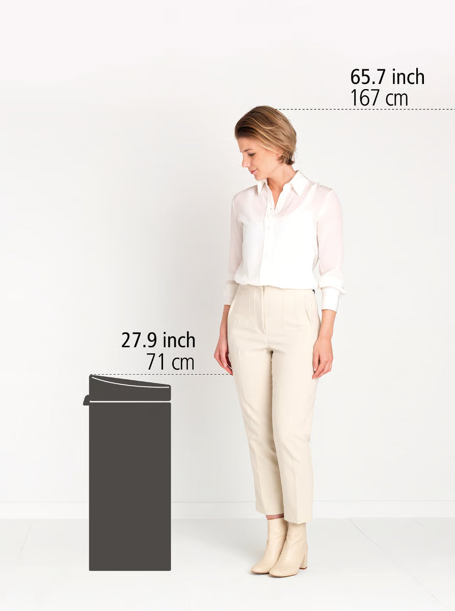 Brabantia Touch Bin New 30L White with Removable Plastic Inner Bucket, Soft-Touch Opening Lid