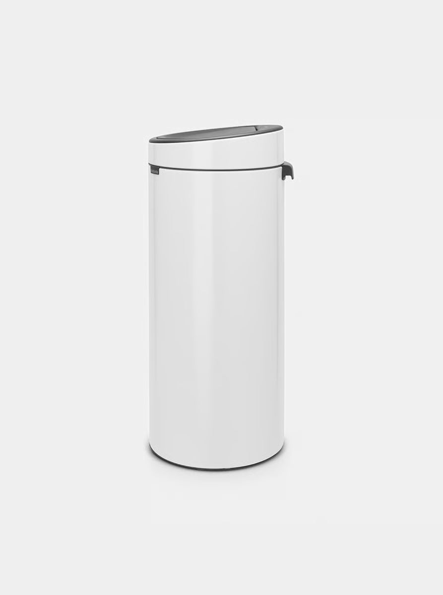 Brabantia Touch Bin New 30L White with Removable Plastic Inner Bucket, Soft-Touch Opening Lid