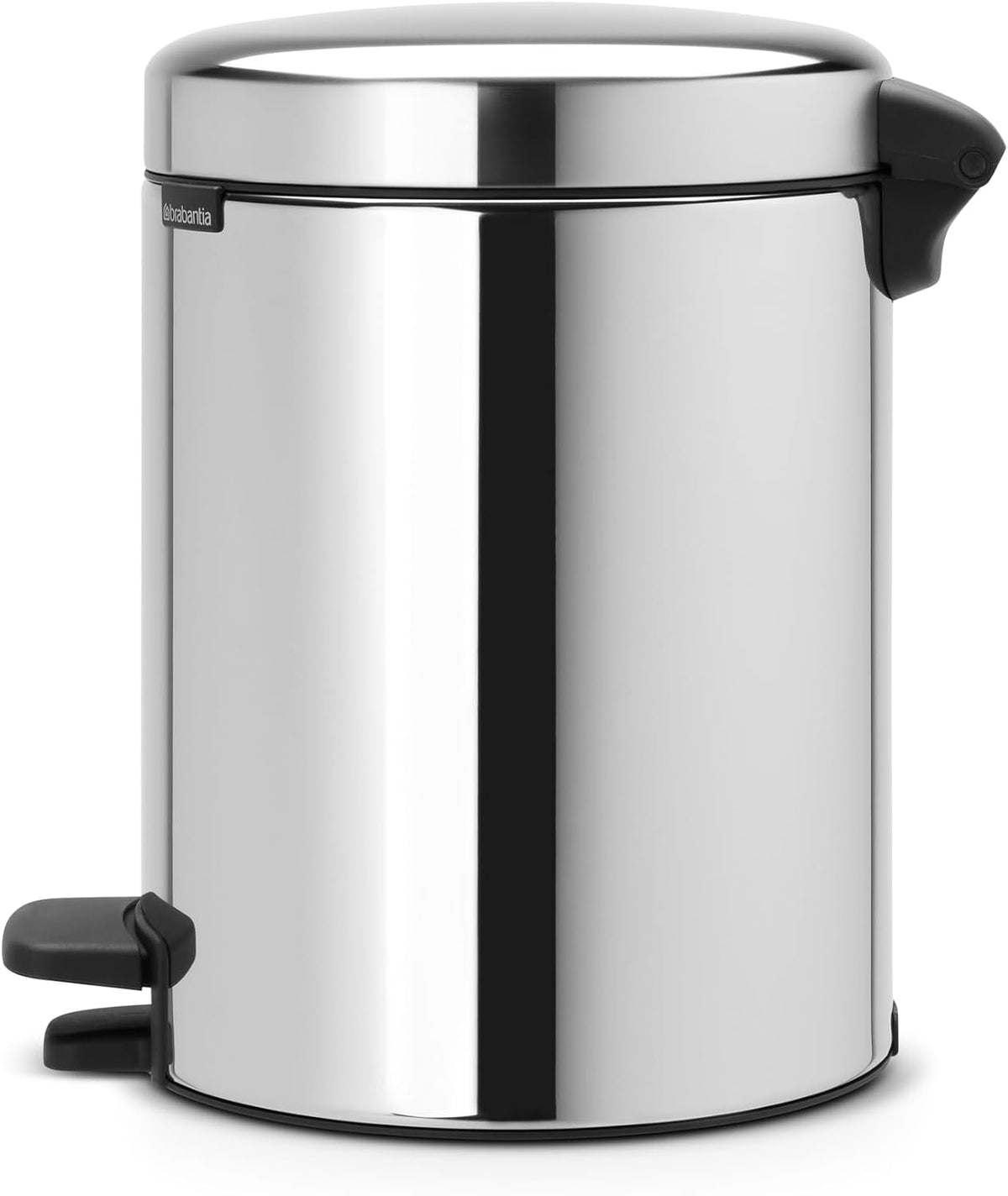 Brabantia NewIcon Pedal Bin 5L Brilliant Steel with Removable Plastic Inner Bucket, Soft-Close Lid