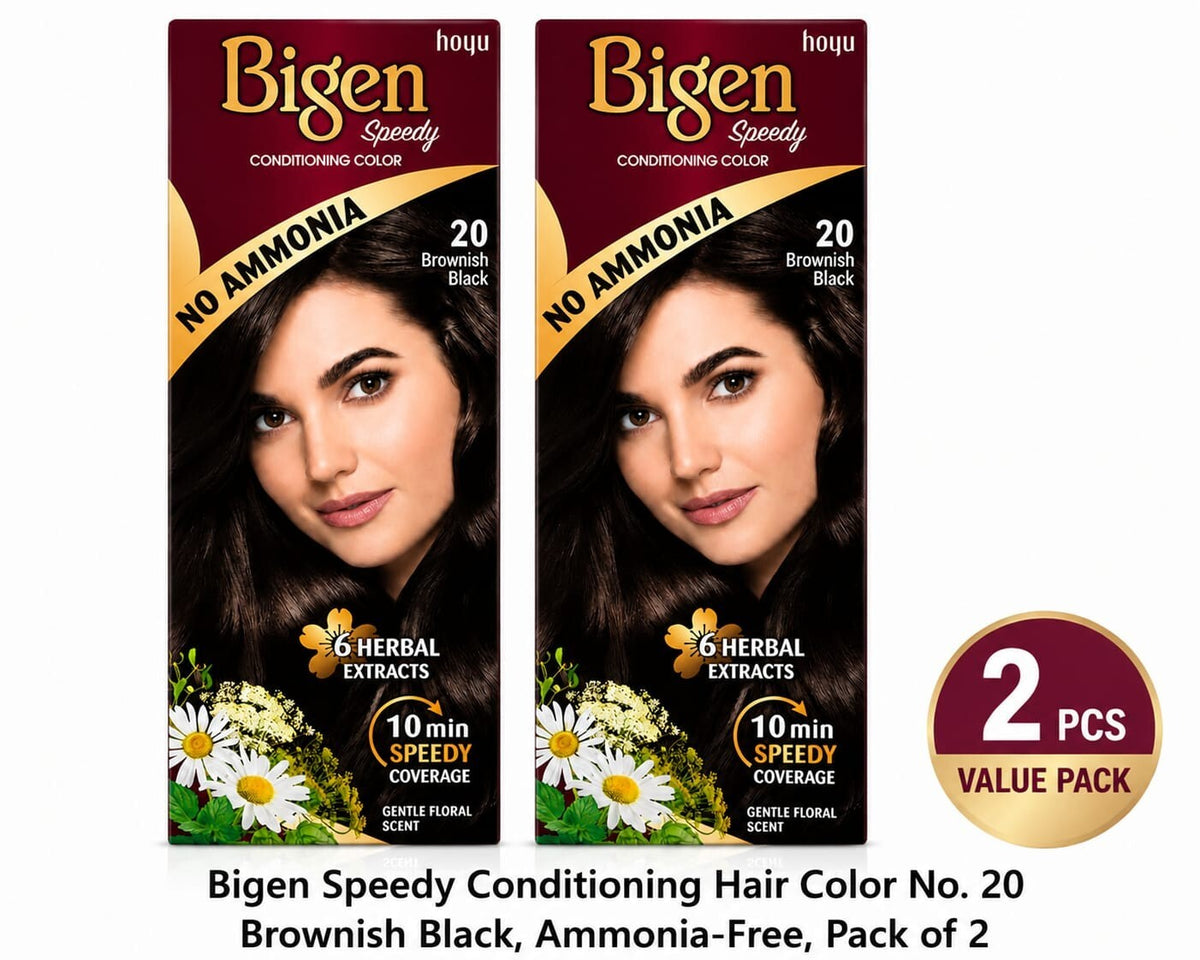 Bigen Speedy Conditioning Hair Color No. 10 Natural Black, Ammonia-Free, Pack of 2