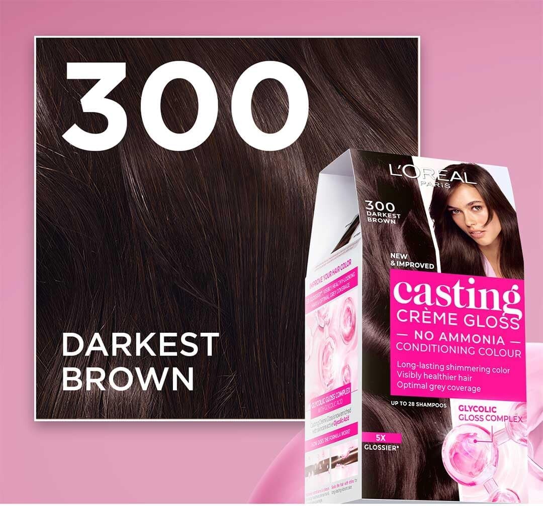 L’Oréal Paris Casting Crème Gloss Semi-Permanent Hair Color 300 Dark Brown, Ammonia-Free