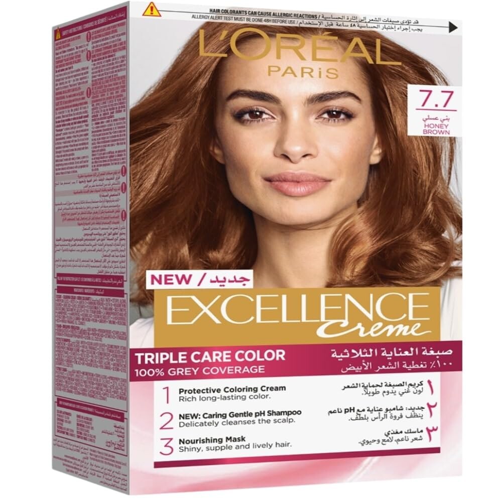 L’Oréal Paris Excellence Crème Permanent Hair Colour, 7.7 Honey Brown
