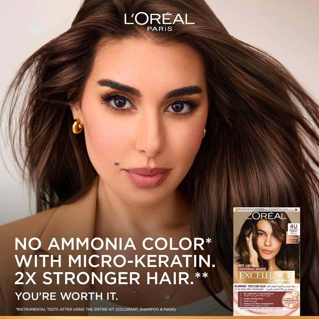 L’Oréal Paris Excellence Crème Universal Nudes Ammonia-Free Permanent Hair Colour, 6U Dark Blonde - Image 2