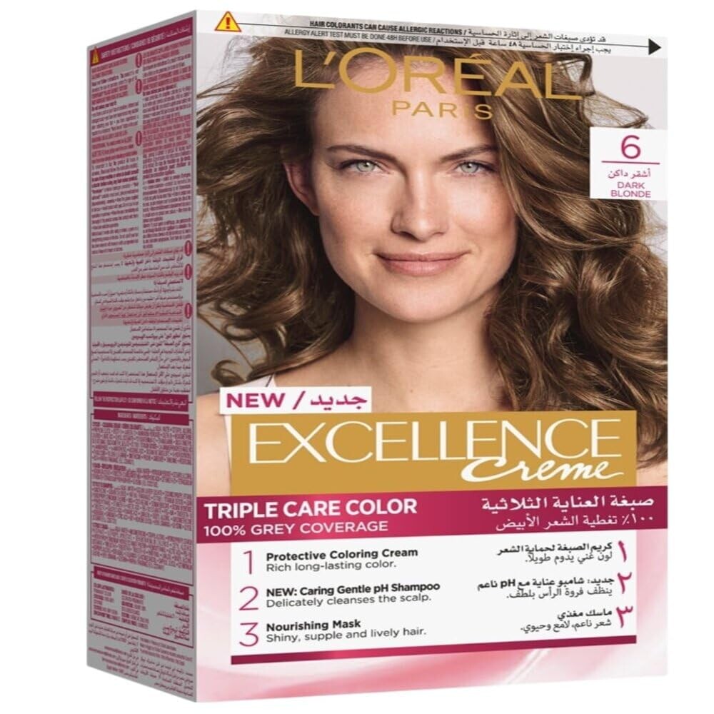 L’Oréal Paris Excellence Crème Permanent Hair Colour, 6.0 Dark Blonde, Pack of 1
