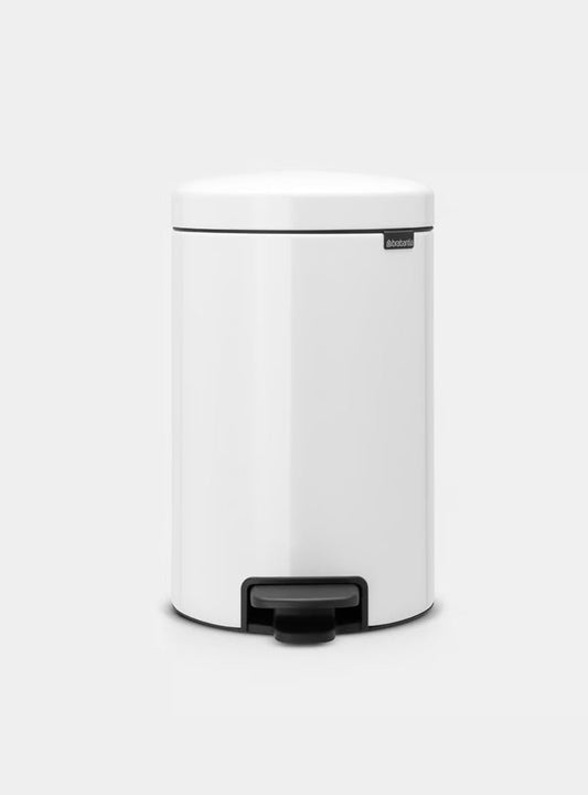 Brabantia NewIcon Pedal Bin 5L White with Removable Plastic Inner Bucket, Soft-Close Lid