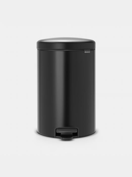 Brabantia NewIcon Pedal Bin 20L Matt Black with Removable Plastic Inner Bucket, Soft-Close Lid