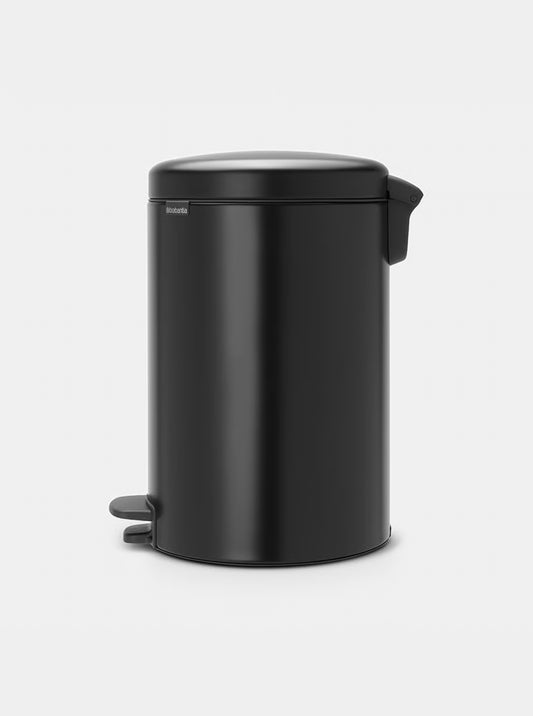 Brabantia NewIcon Pedal Bin 20L Matt Black with Removable Plastic Inner Bucket, Soft-Close Lid