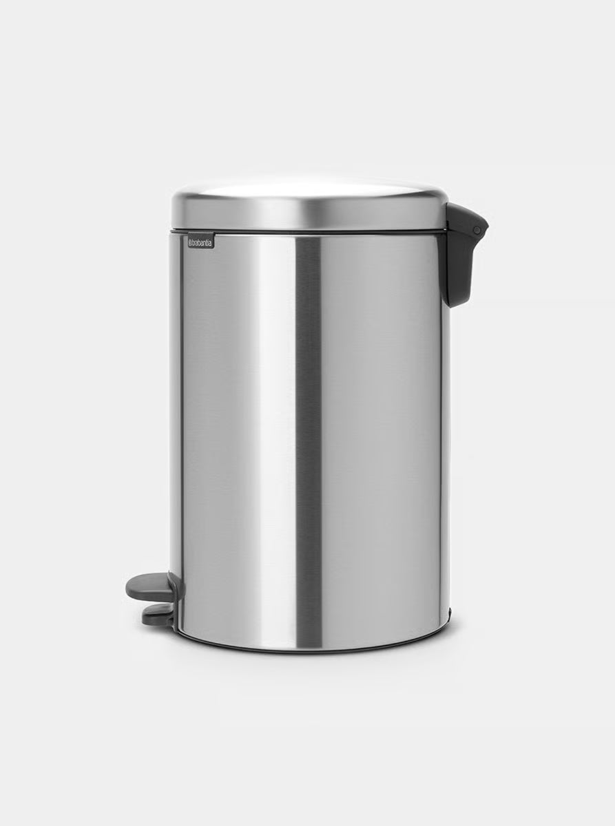 Brabantia NewIcon Pedal Bin 12L Matt Steel with Removable Plastic Inner Bucket, Soft-Close Lid