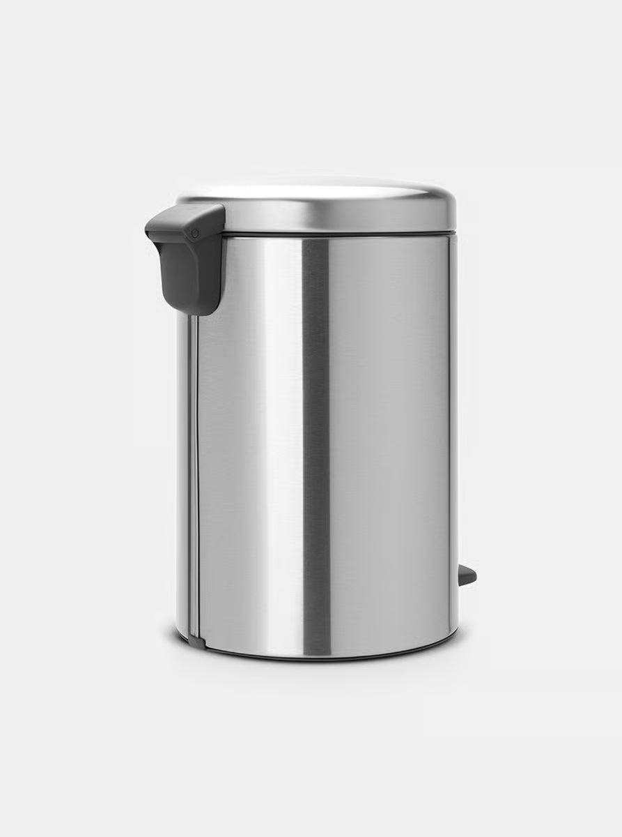 Brabantia NewIcon Pedal Bin 12L Matt Steel with Removable Plastic Inner Bucket, Soft-Close Lid