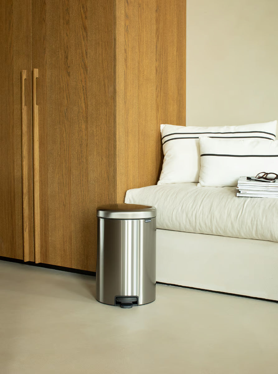 Brabantia NewIcon Pedal Bin 20L Matt Steel with Plastic Inner Bucket, Soft-Close Lid
