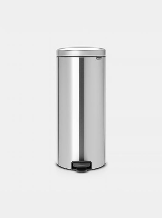 Brabantia NewIcon Pedal Bin 30L Matt Steel with Removable Plastic Inner Bucket, Soft-Close Lid