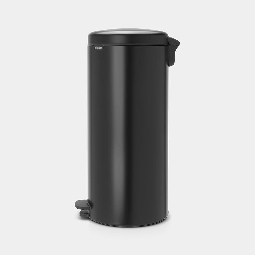 Brabantia NewIcon Pedal Bin 30L Matt Black with Removable Plastic Inner Bucket, Soft-Close Lid