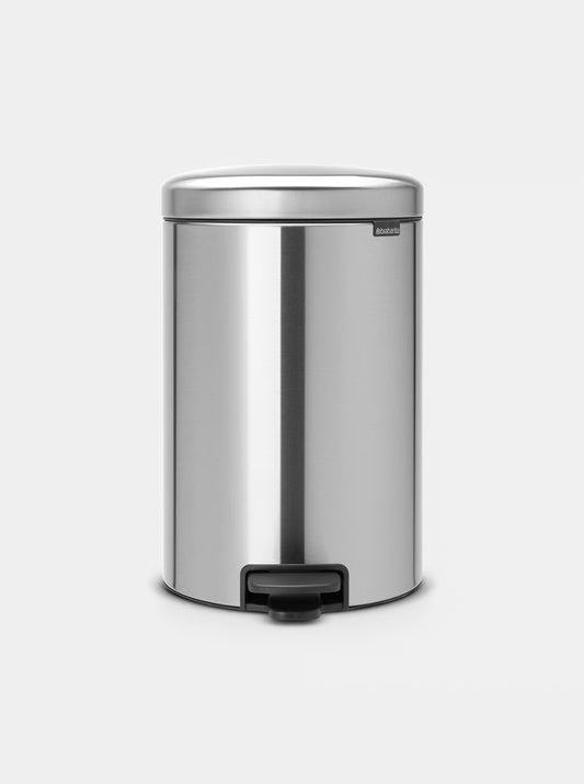 Brabantia NewIcon Pedal Bin 20L Matt Steel Fingerprint Proof with Removable Plastic Inner Bucket, Soft-Close Lid