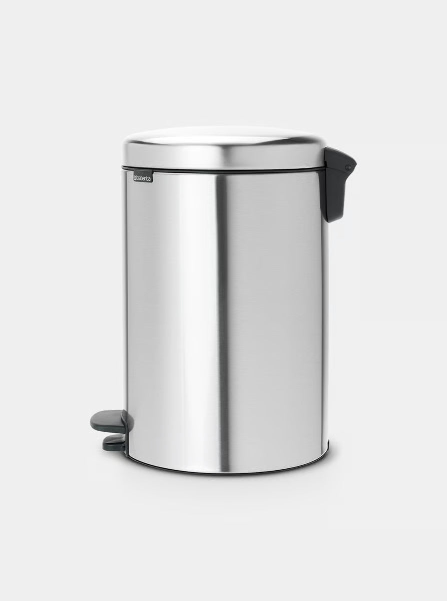 Brabantia NewIcon Pedal Bin 20L Matt Steel Fingerprint Proof with Removable Plastic Inner Bucket, Soft-Close Lid