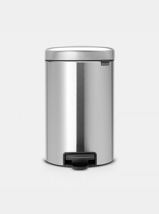 Brabantia NewIcon Pedal Bin 12L Matt Steel Fingerprint Proof with Removable Plastic Inner Bucket, Soft-Close Lid