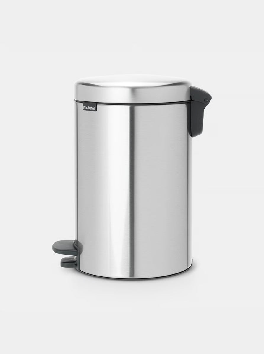 Brabantia NewIcon Pedal Bin 12L Matt Steel Fingerprint Proof with Removable Plastic Inner Bucket, Soft-Close Lid