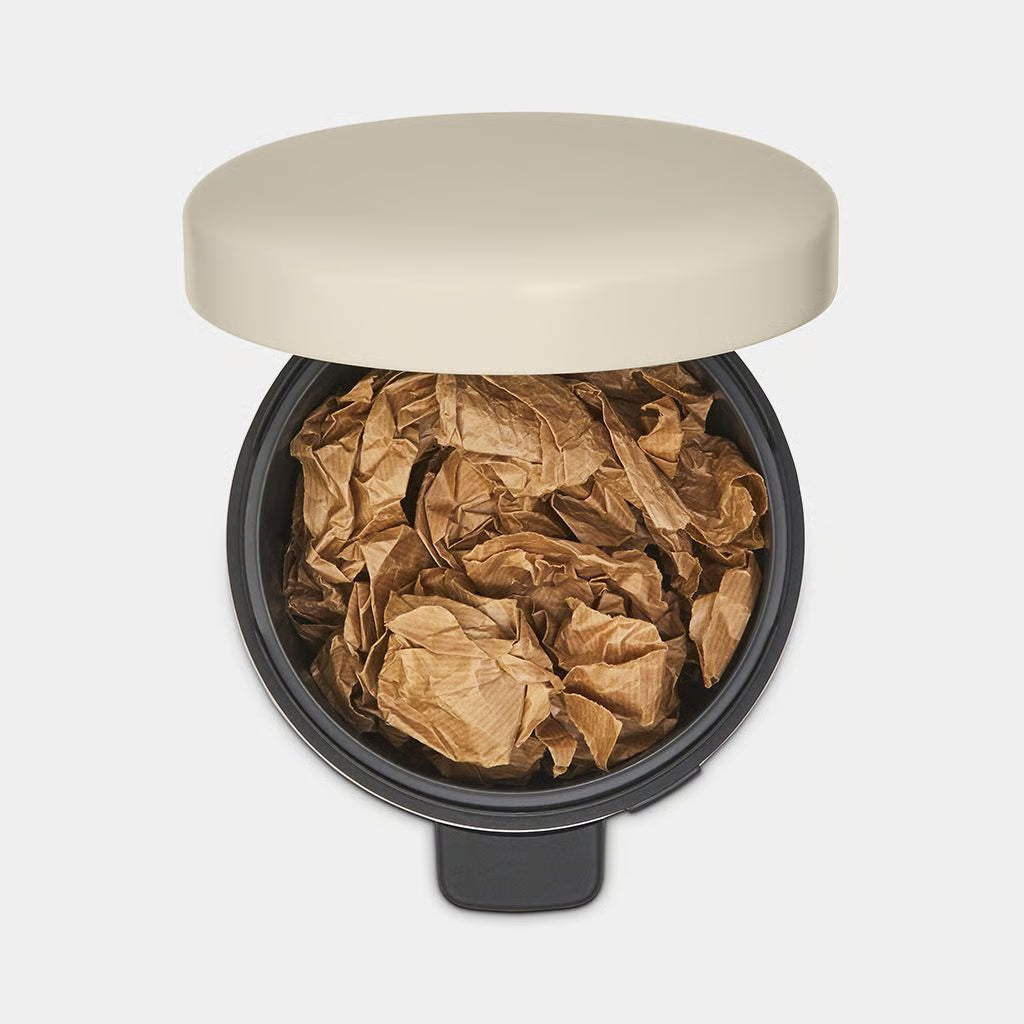 Brabantia NewIcon Pedal Bin 5L Soft Beige with Removable Plastic Inner Bucket, Soft-Close Lid
