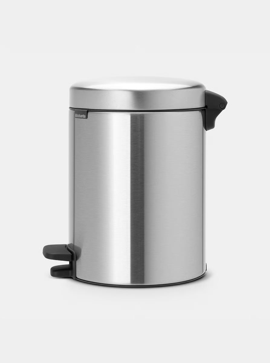 Brabantia NewIcon Pedal Bin 5L Matt Steel Fingerprint Proof with Removable Plastic Inner Bucket, Soft-Close Lid