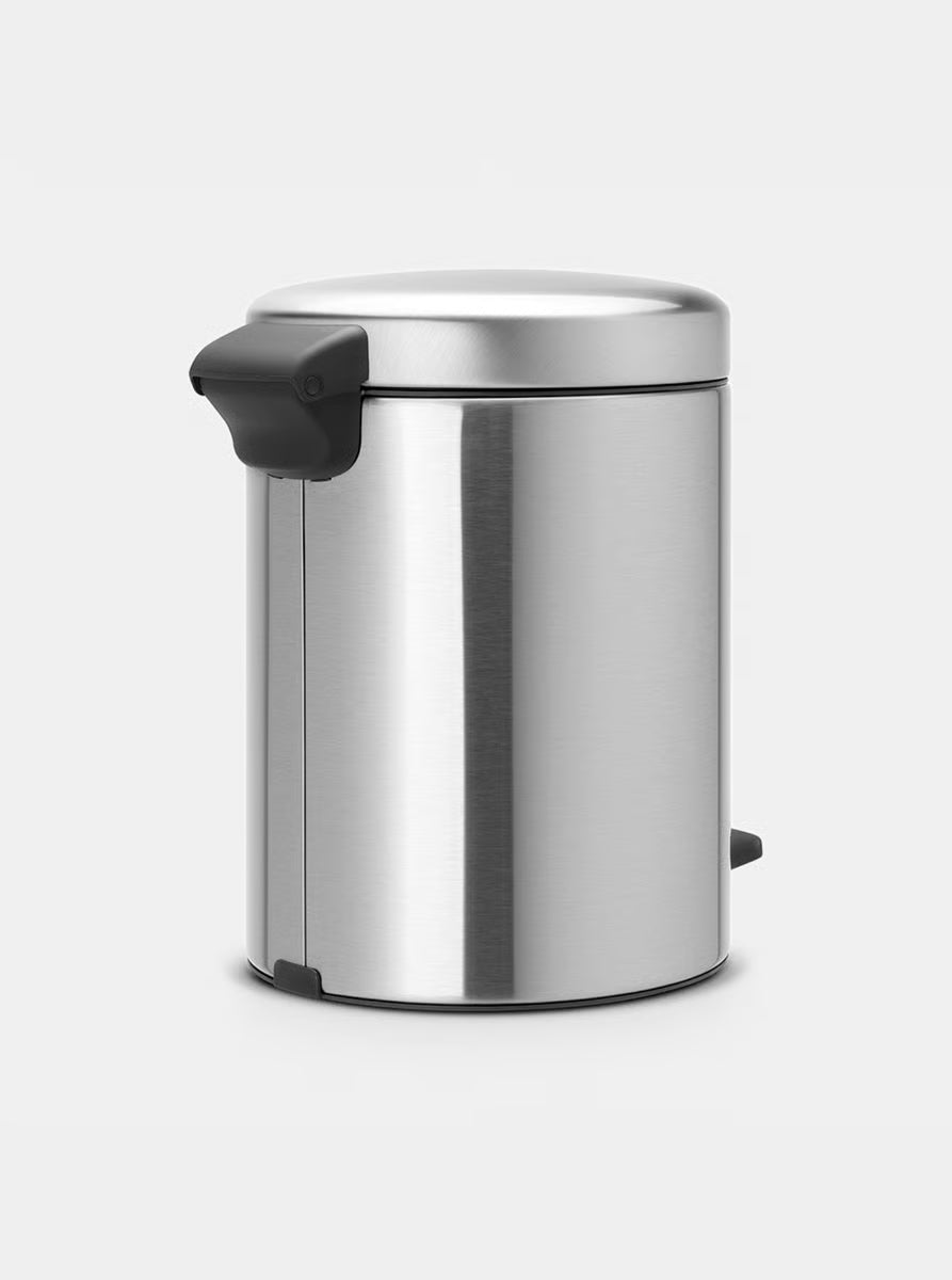 Brabantia NewIcon Pedal Bin 5L Matt Steel Fingerprint Proof with Removable Plastic Inner Bucket, Soft-Close Lid