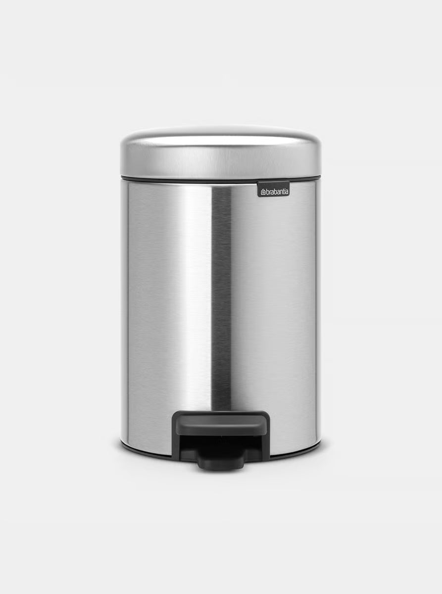 Brabantia NewIcon Pedal Bin 3L Matt Steel Fingerprint Proof with Removable Plastic Inner Bucket, Soft-Close Lid