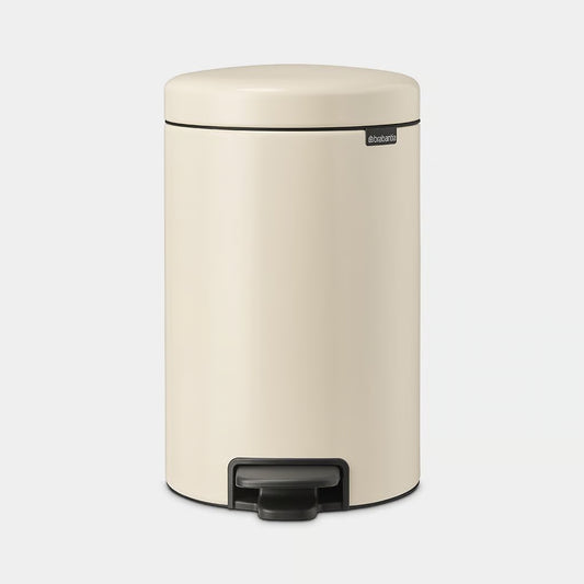 Brabantia NewIcon Pedal Bin 12L Soft Beige with Removable Plastic Inner Bucket, Soft-Close Lid