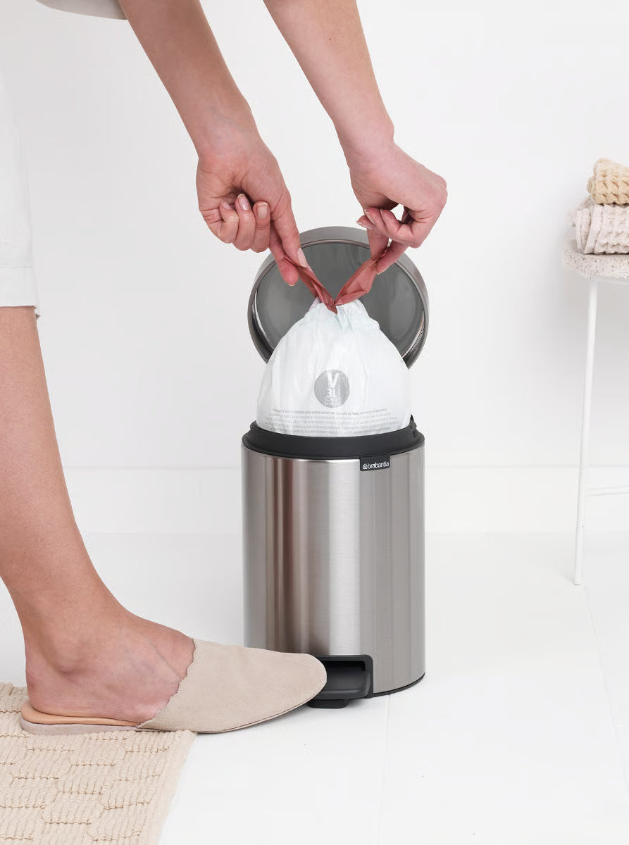 Brabantia NewIcon Pedal Bin 3L Matt Steel Fingerprint Proof with Removable Plastic Inner Bucket, Soft-Close Lid