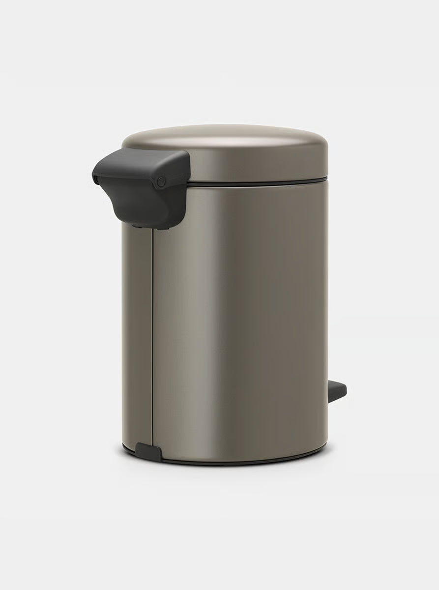 Brabantia NewIcon Pedal Bin 5L Platinum with Removable Plastic Inner Bucket, Soft-Close Lid