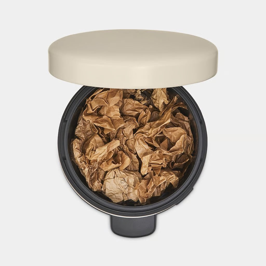 Brabantia NewIcon Pedal Bin 12L Soft Beige with Removable Plastic Inner Bucket, Soft-Close Lid