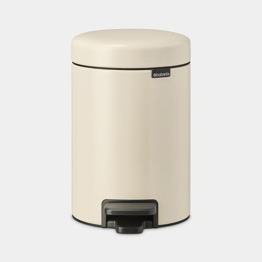 Brabantia NewIcon Pedal Bin 3L Soft Beige with Removable Plastic Inner Bucket, Soft-Close Lid