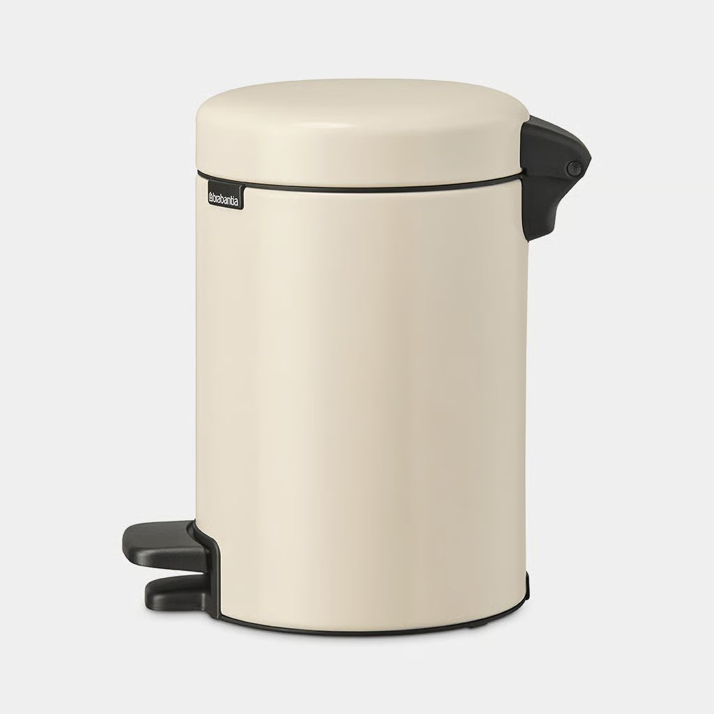 Brabantia NewIcon Pedal Bin 3L Soft Beige with Removable Plastic Inner Bucket, Soft-Close Lid