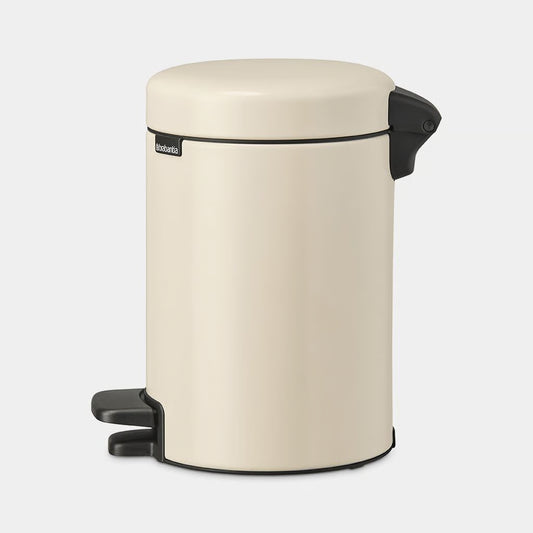 Brabantia NewIcon Pedal Bin 3L Soft Beige with Removable Plastic Inner Bucket, Soft-Close Lid