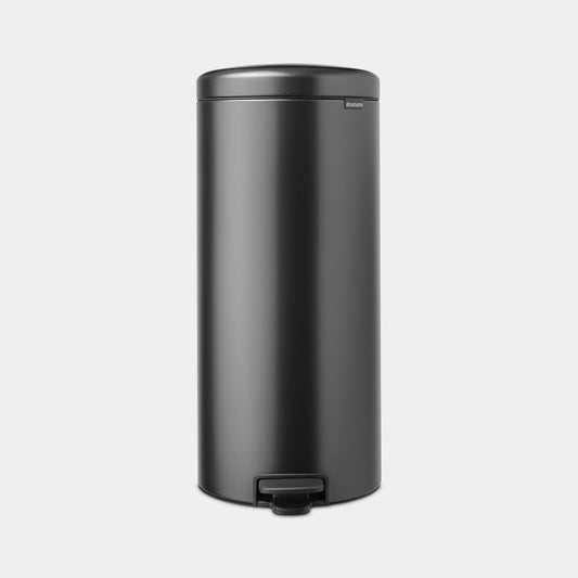 Brabantia NewIcon Pedal Bin 30L Confident Grey with Removable Plastic Inner Bucket, Soft-Close Lid