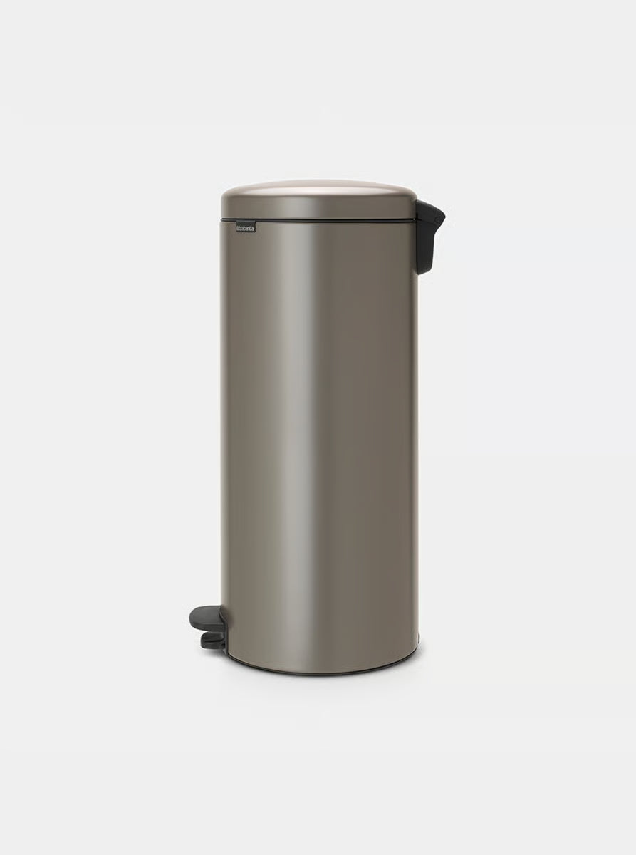 Brabantia NewIcon Pedal Bin 30L Platinum with Removable Plastic Inner Bucket, Soft-Close Lid