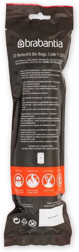 PerfectFit 20L Trash Bags – Strong Liners with Tie Tape