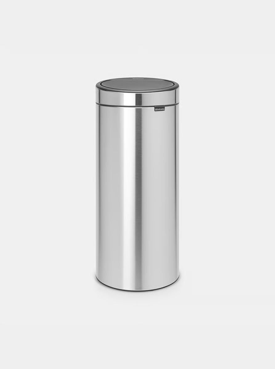 Brabantia Touch Bin New 30L Matt Steel with Removable Plastic Inner Bucket, Soft-Touch Opening Lid