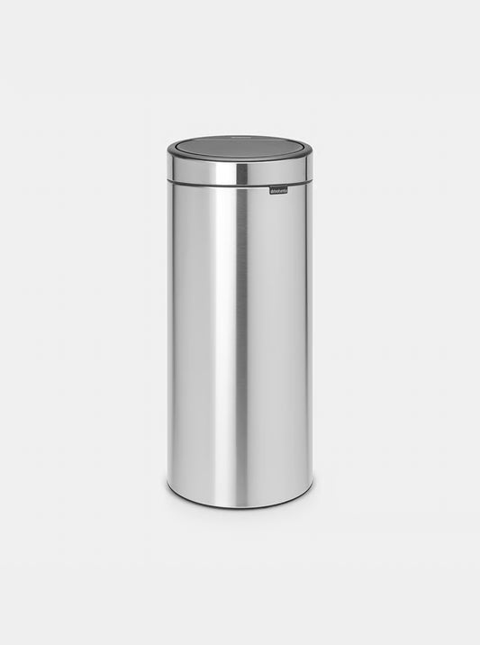 Brabantia Touch Bin New 30L Matt Steel with Removable Plastic Inner Bucket, Soft-Touch Opening Lid