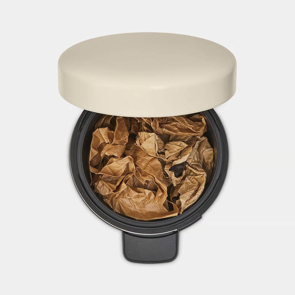 Brabantia NewIcon Pedal Bin 3L Soft Beige with Removable Plastic Inner Bucket, Soft-Close Lid