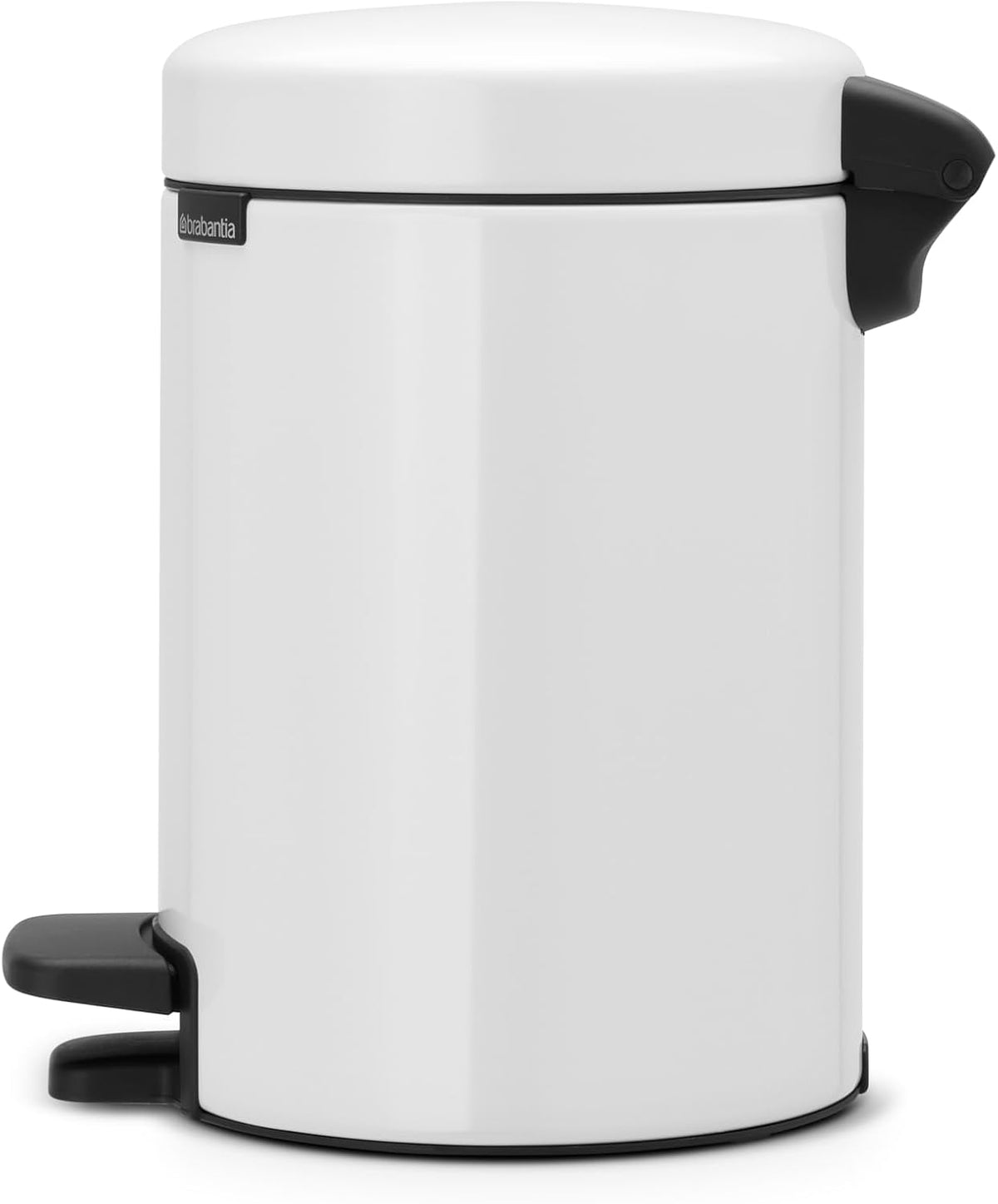 Brabantia NewIcon Pedal Bin 5L White with Removable Plastic Inner Bucket, Soft-Close Lid