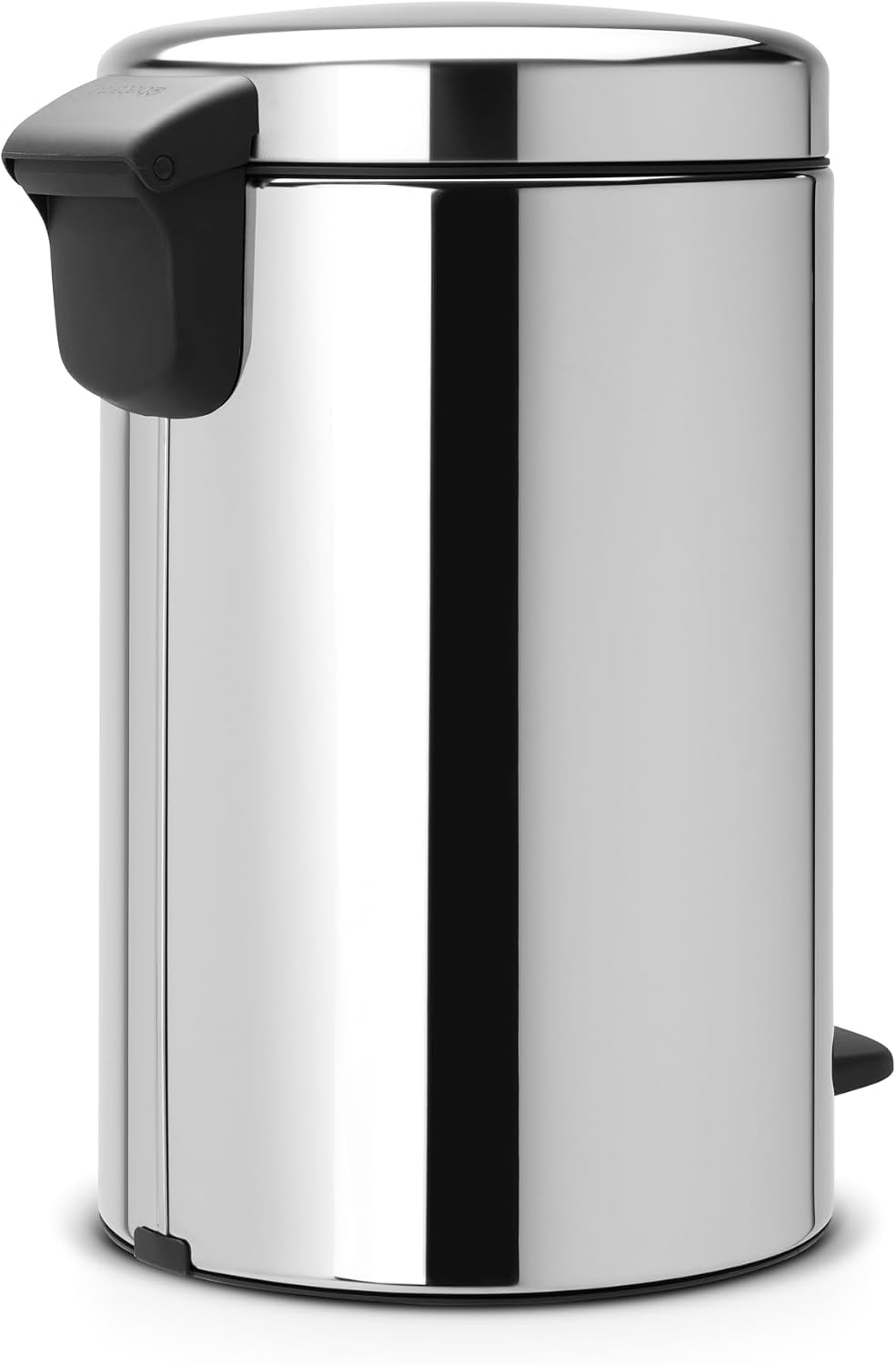 Brabantia NewIcon Pedal Bin 12L Brilliant Steel with Removable Plastic Inner Bucket, Soft-Close Lid