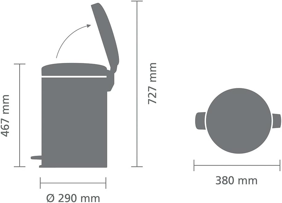 Brabantia NewIcon Pedal Bin 20L Brilliant Steel with Removable Plastic Inner Bucket, Soft-Close Lid